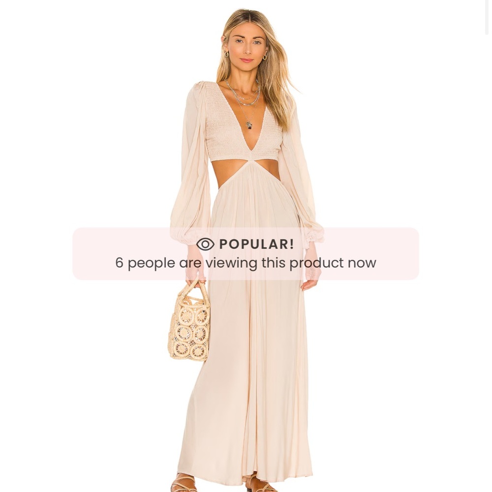 Julie Solid Ruched Bodice Cutaway Maxi Dress or Cream Swim Coverup